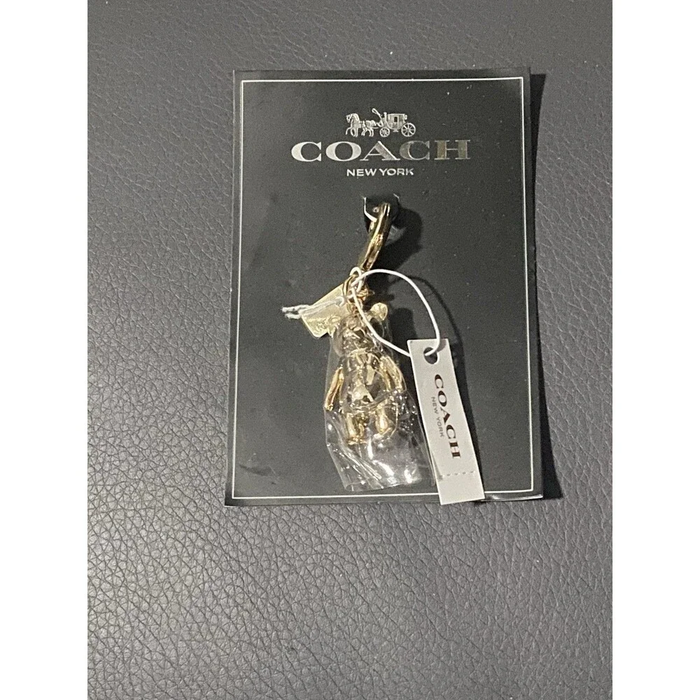 NWT Coach Collectible Mini Gold Bear Clip on Pendant Purse Charm Gold NEW YORK